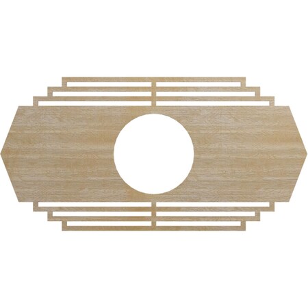 Ekena Millwork Chrysler Wood Fretwork Pierced Ceiling Medallion, Birch, 36"W x 18"H x 9 1/2"ID x 3/8"T CMWP36X18X0375CSBI